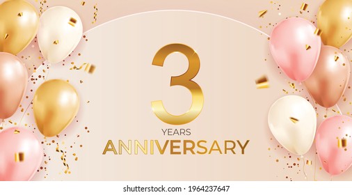 Anniversary design with Confetti and balloons for Party Holiday Background. Vector Illustration EPS10
