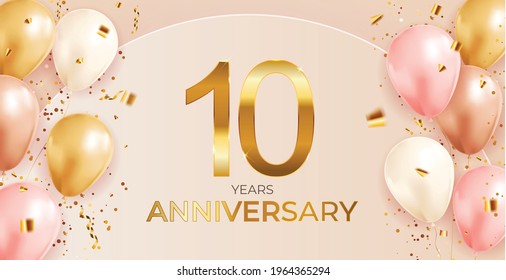 Anniversary design with Confetti and balloons for Party Holiday Background. Vector Illustration EPS10