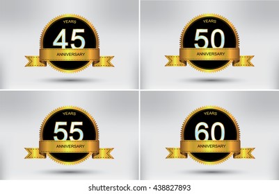 Anniversary design template.45,50,55,60 years anniversary.Vector illustration.