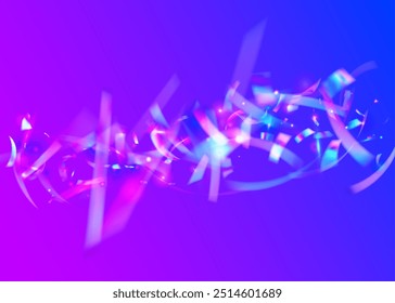Anniversary Effect. Hologram Burst. Abstract Design. Surprise Paper. Laser Iridescent Serpentine. Glare Gradient. Blue Happy Ribbon. Festive Confetti. Purple Anniversary Effect