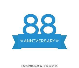 anniversary to eighty-eight years old, iconic label pins, ribbon element, greeting cards, banners and tags