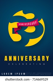Anniversary emblem 33 anniversary template design. Creative design for your greetings card, flyers, invitation, posters, brochure, banners, calendar