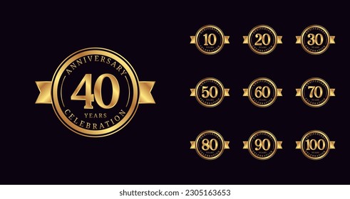 Anniversary emblem logo. Birthday celebration with luxury and elegant concept. Number symbol for age celebration moment