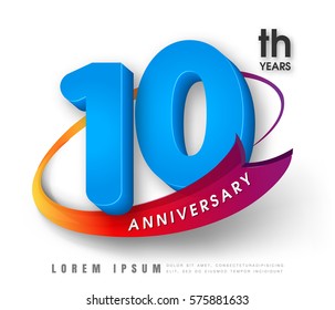 Anniversary emblems 10 anniversary template design