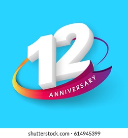 Anniversary emblems 12 anniversary template design
