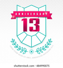 Anniversary emblems 13 anniversary template design