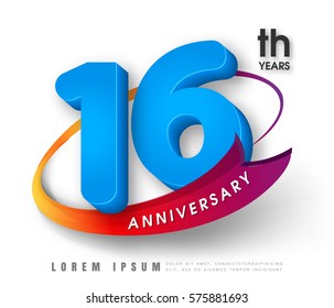 Anniversary emblems 16 anniversary template design