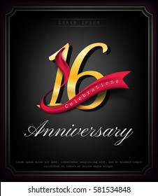 Anniversary emblems 16 anniversary template design