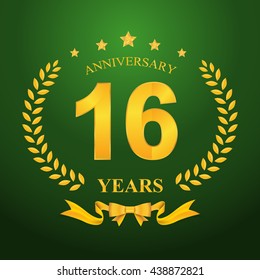 Anniversary emblems 16-anniversary template design