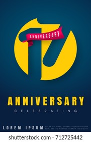 Anniversary emblems 17 anniversary template design. Creative design for your greetings card, flyers, invitation, posters, brochure, banners, calendar