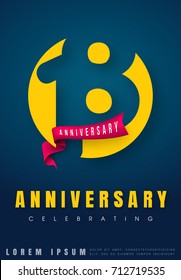 Anniversary emblems 18 anniversary template design. Creative design for your greetings card, flyers, invitation, posters, brochure, banners, calendar