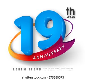 Anniversary emblems 19 anniversary template design