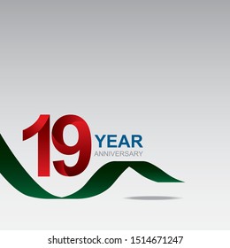 Anniversary emblems 19 yr anniversary concept template design