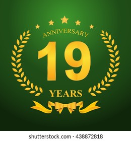 Anniversary emblems 19-anniversary template design