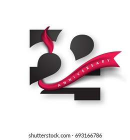 Anniversary emblems 22 anniversary template design. Creative design for your greetings card, flyers, invitation, posters, brochure, banners, calendar