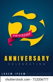 Anniversary emblems 23 anniversary template design. Creative design for your greetings card, flyers, invitation, posters, brochure, banners, calendar