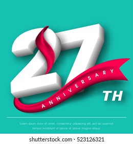 Emblemas de aniversario Diseño de Plantilla de 27 aniversario
