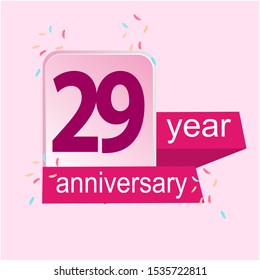 Anniversary emblems 29 anniversary template design. Creative design for your greetings card, flyers, invitation, posters, brochure, banners, calendar