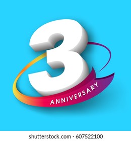 Anniversary emblems 3 anniversary template design