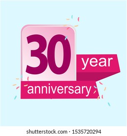 Anniversary emblems 30 anniversary template design. Creative design for your greetings card, flyers, invitation, posters, brochure, banners, calendar