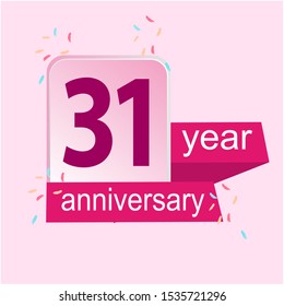 Anniversary emblems 31 anniversary template design. Creative design for your greetings card, flyers, invitation, posters, brochure, banners, calendar