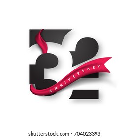Anniversary emblems 32 anniversary template design. Creative design for your greetings card, flyers, invitation, posters, brochure, banners, calendar