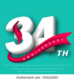 Anniversary emblems 34 anniversary template design