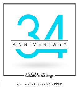 Anniversary emblems 34 anniversary template design