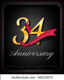 Anniversary emblems 34 anniversary template design