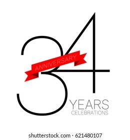 Anniversary emblems 34 anniversary template design