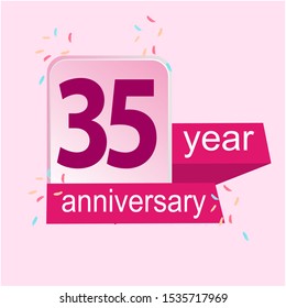 Anniversary emblems 35 anniversary template design. Creative design for your greetings card, flyers, invitation, posters, brochure, banners, calendar