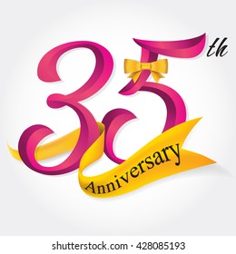 Anniversary emblems 35-anniversary template design