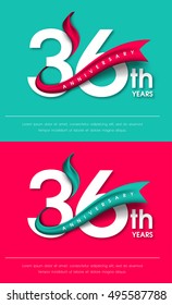 Anniversary emblems 36 anniversary template design