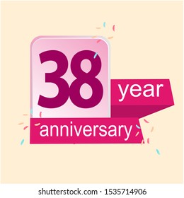 Anniversary emblems 38 anniversary template design. Creative design for your greetings card, flyers, invitation, posters, brochure, banners, calendar