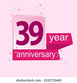Anniversary emblems 39 anniversary template design. Creative design for your greetings card, flyers, invitation, posters, brochure, banners, calendar