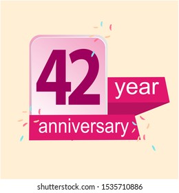 Anniversary emblems 42 anniversary template design. Creative design for your greetings card, flyers, invitation, posters, brochure, banners, calendar