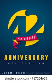 Anniversary emblems 42 anniversary template design. Creative design for your greetings card, flyers, invitation, posters, brochure, banners, calendar