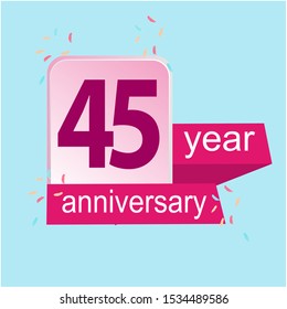 Anniversary emblems 45 anniversary template design. Creative design for your greetings card, flyers, invitation, posters, brochure, banners, calendar