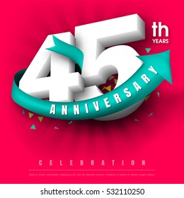 Anniversary emblems 45 anniversary template design