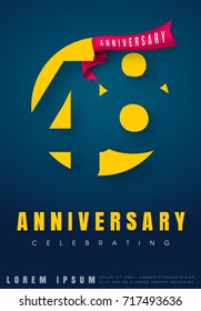 Anniversary emblems 48 anniversary template design. Creative design for your greetings card, flyers, invitation, posters, brochure, banners, calendar