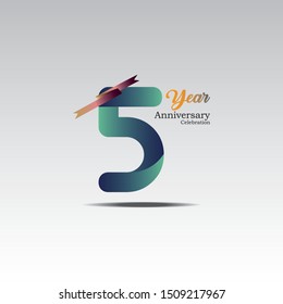 Anniversary emblems 5 in anniversary concept template design