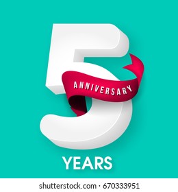 Anniversary emblems 5 anniversary template design