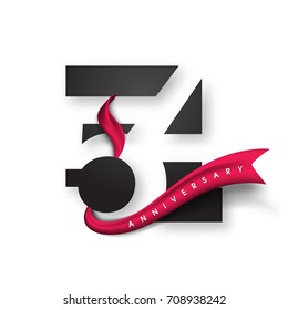 Anniversary emblems 54 anniversary template design. Creative design for your greetings card, flyers, invitation, posters, brochure, banners, calendar