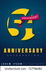 Anniversary emblems 54 anniversary template design. Creative design for your greetings card, flyers, invitation, posters, brochure, banners, calendar