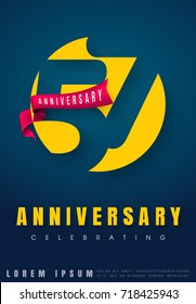 Anniversary emblems 57 anniversary template design. Creative design for your greetings card, flyers, invitation, posters, brochure, banners, calendar