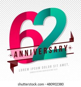 Anniversary emblems 62 anniversary template design
