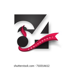 Anniversary emblems 64 anniversary template design. Creative design for your greetings card, flyers, invitation, posters, brochure, banners, calendar
