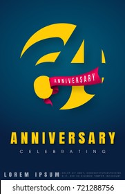 Anniversary emblems 64 anniversary template design. Creative design for your greetings card, flyers, invitation, posters, brochure, banners, calendar