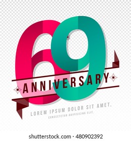 Anniversary emblems 69 anniversary template design