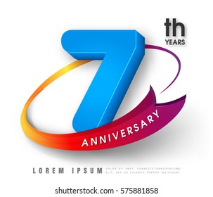 Anniversary emblems 7 anniversary template design